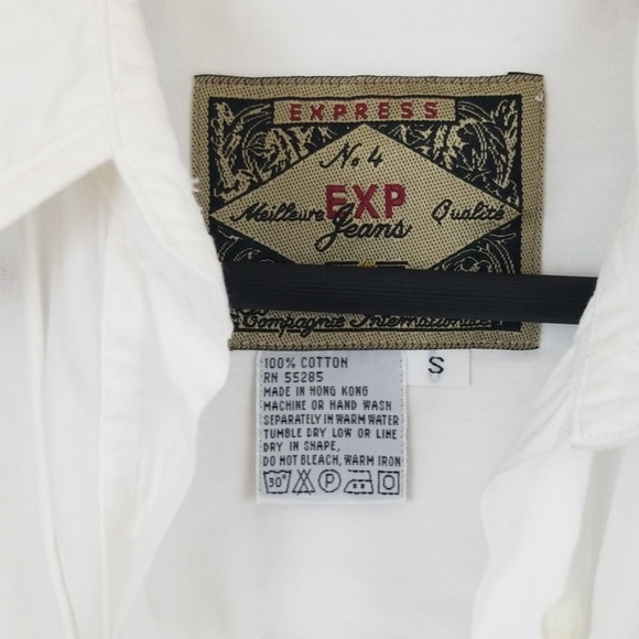 Express Jean's Mens White Button Up Shirt Small - Picture 5 of 6
